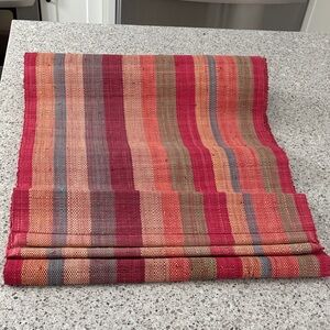 Striped Red and Tan straw Table Runner